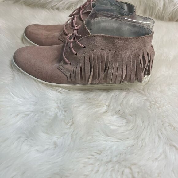 ASOS made in Italy leather suede light pink lace up fringe ankle boots EUR SZ41 - Picture 5 of 14
